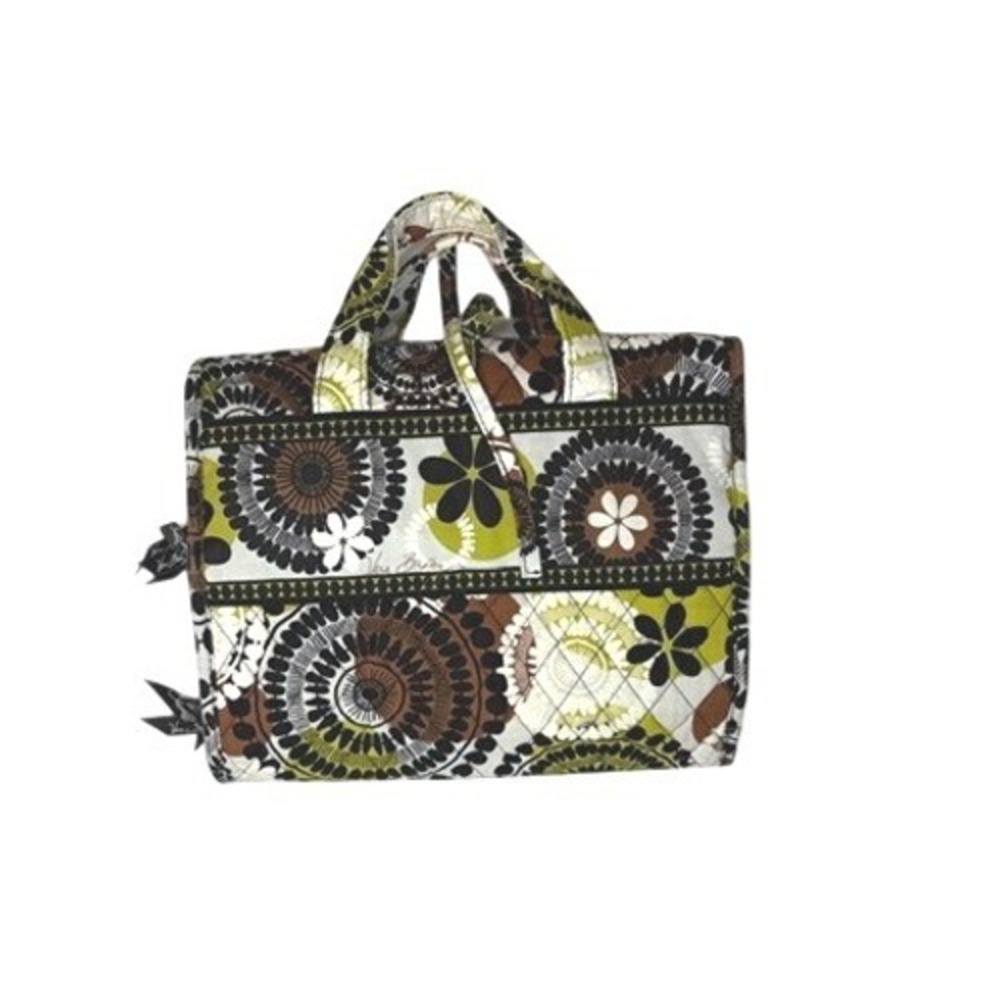 Vera Bradley Coca Moss Hanging Travel Toiletry Organizer Brown Green‎ Medallions